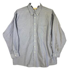 Roundtree & Yorke Oxford Shirt Non-Iron Button Down Long Sleeve Blue 17.5 M1203